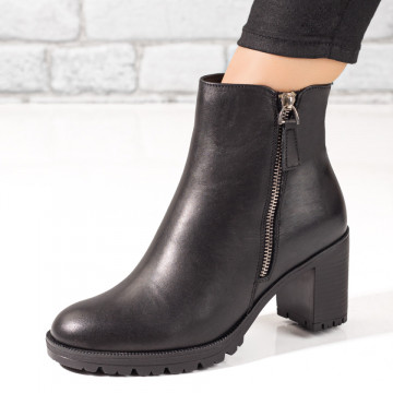 Botine dama cu toc gros negre din Piele naturala MOD06262, 1, modlet.ro