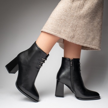 Botine dama cu toc gros si strasuri negre MOD12380, 2, modlet.ro