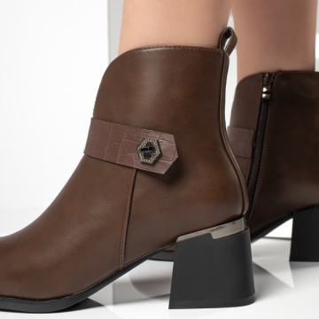Botine dama cu toc mic maro MOD10878, 4, modlet.ro