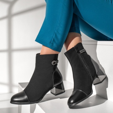 Botine dama negre cu toc gros MOD12907, 2, modlet.ro