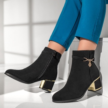 Botine negre dama cu toc gros MOD12900, 4, modlet.ro