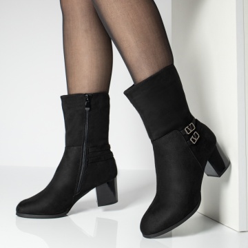 Cizme cu toc dama negru suede MOD07800, 2, modlet.ro