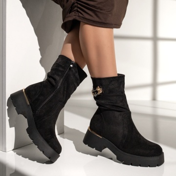 Cizme dama cu fermoar negre suede MOD12339, 3, modlet.ro