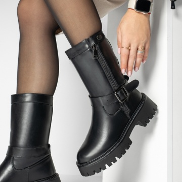 Cizme dama, Cizme dama cu talpa groasa negre MOD14174, modlet.ro