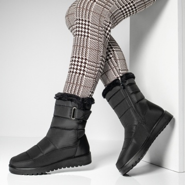 Cizme dama, Cizme dama cu talpa joasa si fermoar negre MOD14151, modlet.ro