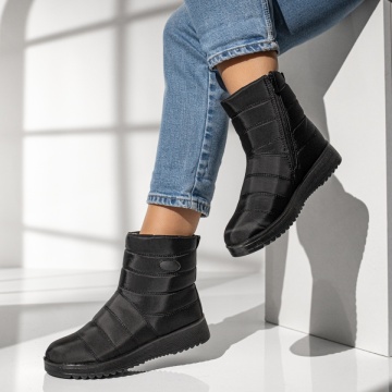 Cizme dama de zapada din fas si fermoar negre MOD06377, 2, modlet.ro