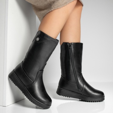 Cizme dama lungi cu fermoar negre MOD12796, 3, modlet.ro