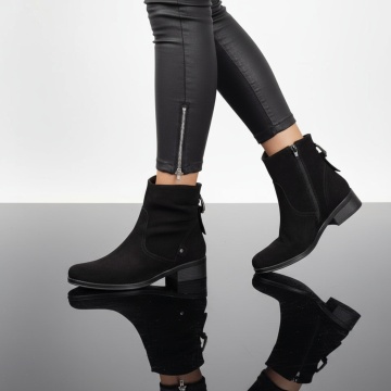 Cizme dama negru suede fara toc cu fermoar MOD05668, 4, modlet.ro