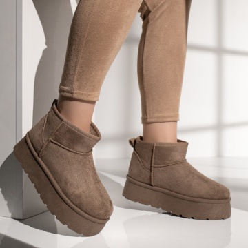 Cizme dama scurt tip UG khaki suede MOD12746, 4, modlet.ro