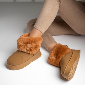Cizme dama scurte tip oog maro suede MOD12593, 3, modlet.ro