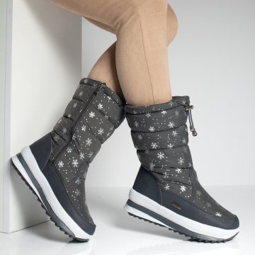 Cizme gri de zapada din fas dama cu fermoar MOD06677, 3, modlet.ro