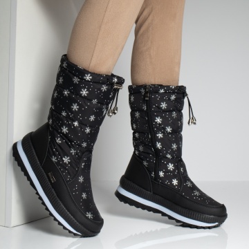 Cizme negre de zapada din fas dama cu fermoar MOD06677, 3, modlet.ro