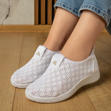 Espadrile dama cu perforatii din material textil albe MOD13060, 2, modlet.ro
