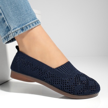 Espadrile dama cu perforatii si talpa joasa albastre ZEF13063, 4, zeforia.ro