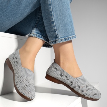 Espadrile dama cu perforatii si talpa joasa gri MOD13063, 3, modlet.ro