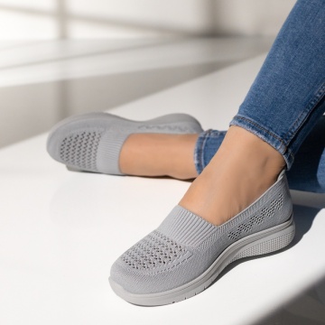Espadrile sport dama, Espadrile sport dama cu talpa joasa din material textil gri MOD14208, modlet.ro