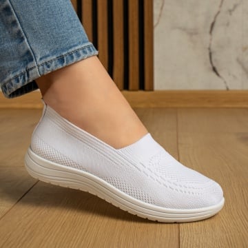 Espadrile sport dama cu talpa joasa si perforatii albe ZEF13056, 4, zeforia.ro