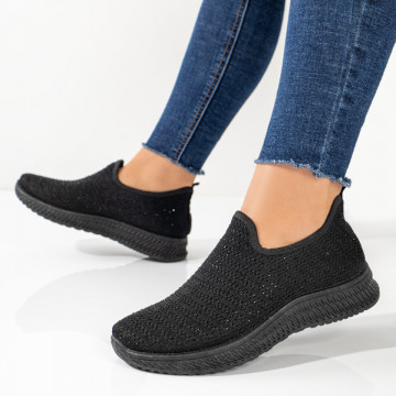 Espadrile sport dama negre cu strasuri atasate MOD09087, 2, modlet.ro