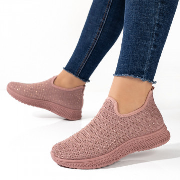 Espadrile sport dama roz cu strasuri atasate MOD09087, 2, modlet.ro
