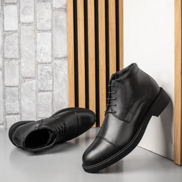 REDUCERI INCALTAMINTE, Ghete barbati cu siret negre din Piele naturala MOD14059, modlet.ro