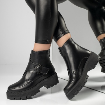 Ghete dama cu catarame negre din Piele naturala MOD12317, 1, modlet.ro