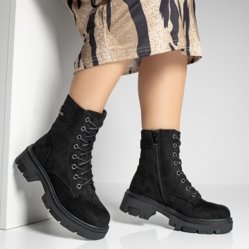 Ghete dama cu fermoar negre suede MOD12272, 4, modlet.ro
