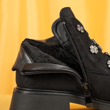Ghete dama cu fermoar negru suede MOD14090, 2, modlet.ro