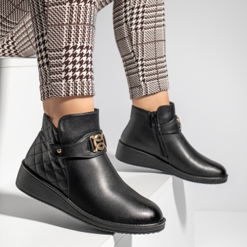 Ghete dama cu fermoar si catarama negre MOD07070, 3, modlet.ro