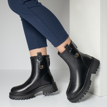 Ghete dama cu fermoar si talpa groasa negre MOD12585, 2, modlet.ro