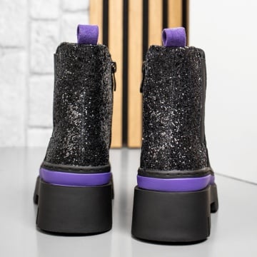 Ghete dama cu glitter negru suede MOD12262, 2, modlet.ro