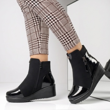 Ghete dama cu platforma si fermoar negru suede GINA12