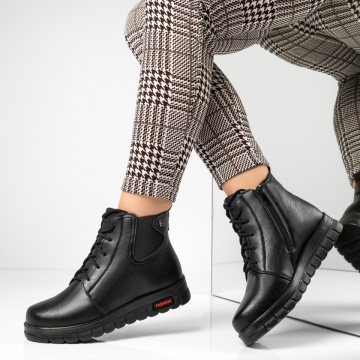 Ghete dama cu siret si fermoar negre MOD06594