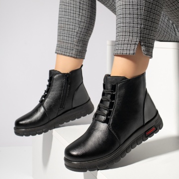 Ghete dama cu siret si fermoar negre MOD10268, 3, modlet.ro