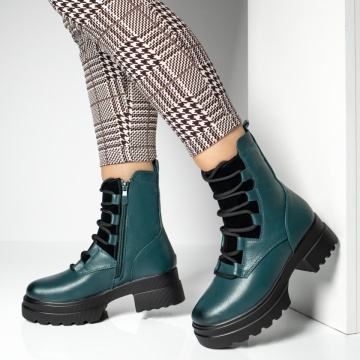 Ghete dama cu siret si fermoar verzi MOD12630, 3, modlet.ro