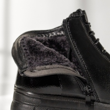 Ghete dama cu siret si talpa groasa negre MOD10269, 2, modlet.ro