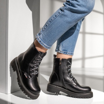 Ghete dama cu talpa groasa si fermoar negre MOD07158, 3, modlet.ro