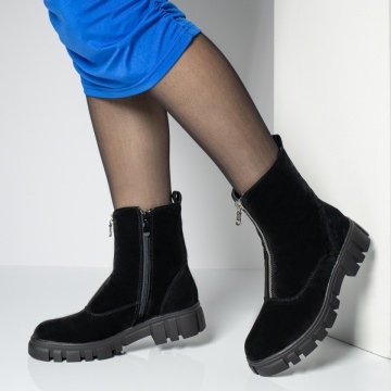 Ghete dama cu talpa groasa si fermoar negru suede MOD12620, 2, modlet.ro