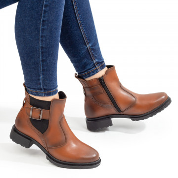 Ghete dama cu talpa joasa din Piele naturala maro MOD10406, 3, modlet.ro