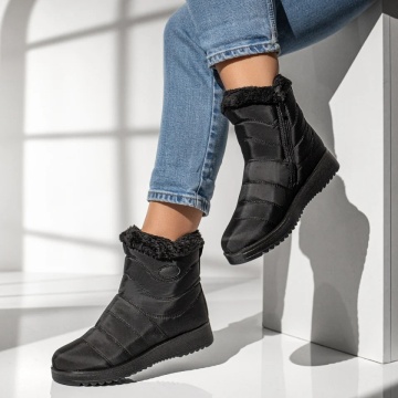 Ghete dama din fas cu fermoar negre DORA53