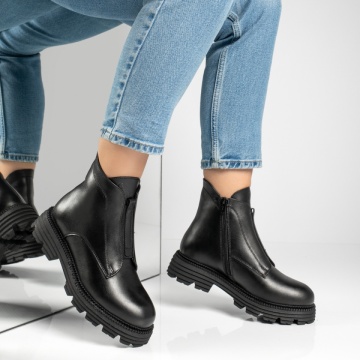Ghete dama negre cu fermoar din Piele Naturala MOD12455, 2, modlet.ro
