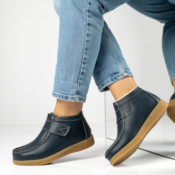 Ghete Dama, Ghete dama scurte cu scai albastre din Piele naturala MOD06605, modlet.ro