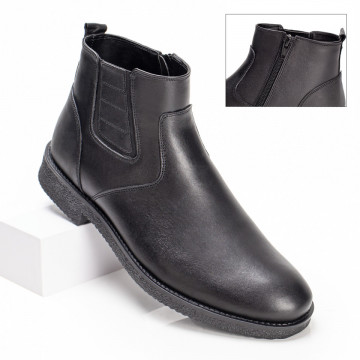 Ghete din Piele naturala barbati negre cu fermoar MOD02510, 1, modlet.ro