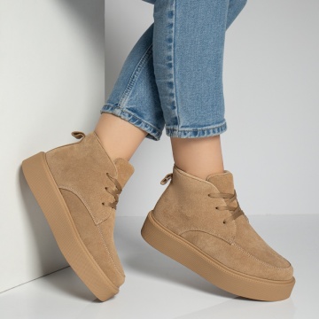 Ghete sport dama bej suede din Piele Naturala MOD12218, 3, modlet.ro