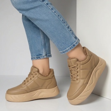 Ghete sport dama cu talpa groasa khaki DORA84, 2, modlet.ro