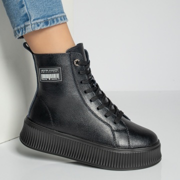 Ghete sport dama negre din Piele Naturala MOD12221, 3, modlet.ro