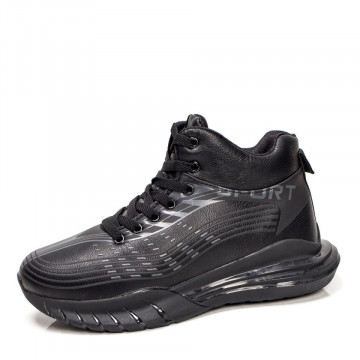 Ghete sport negre cu talpa groasa si siret MOD06766, 2, modlet.ro