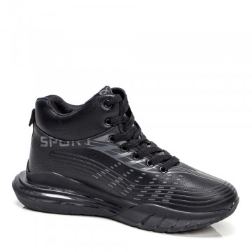Ghete sport negre cu talpa groasa si siret MOD06766, 3, modlet.ro