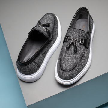 Mocasini barbati cu ciucuri negri cu alb MOD11649, 1, modlet.ro