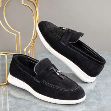 Mocasini barbati cu ciucuri negri suede MOD09056, 1, modlet.ro