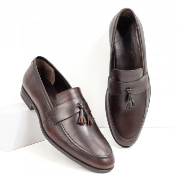 Mocasini barbati maro cu franjuri din Piele naturala MOD08763, 1, modlet.ro